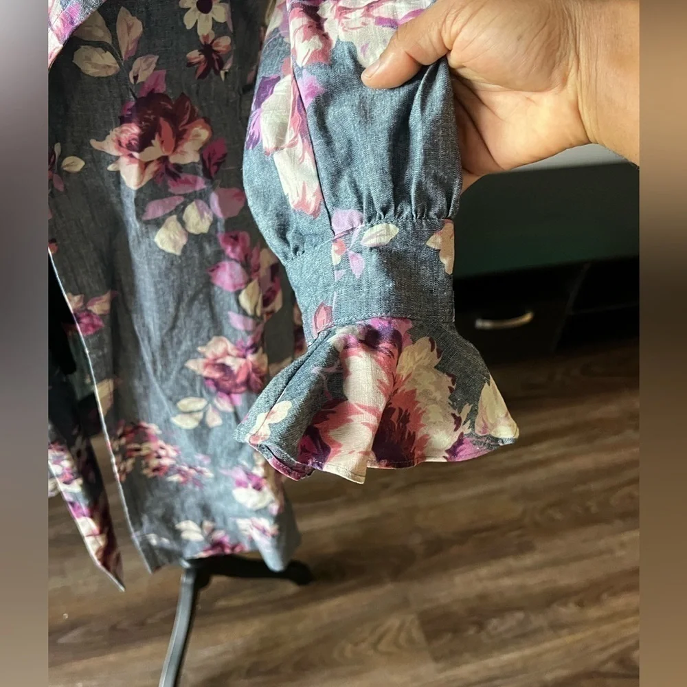 Jill Stuart Jacket/Coat Denim Floral Print Sz xs
